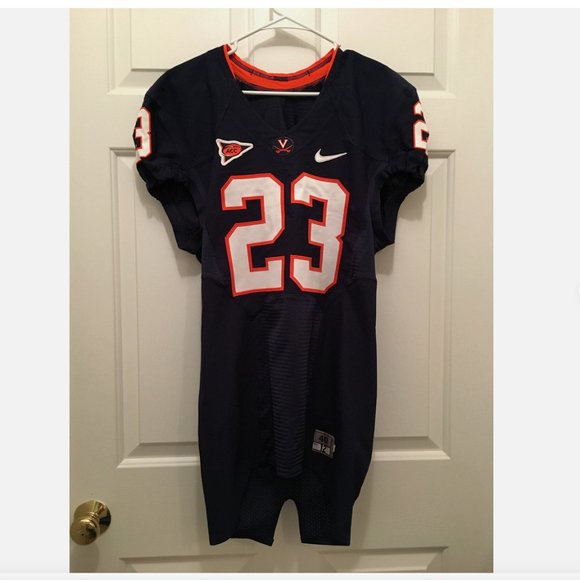 Virginia UVA Cavaliers Khalek Shepherd Football Game Worn Blue White Jersey 40